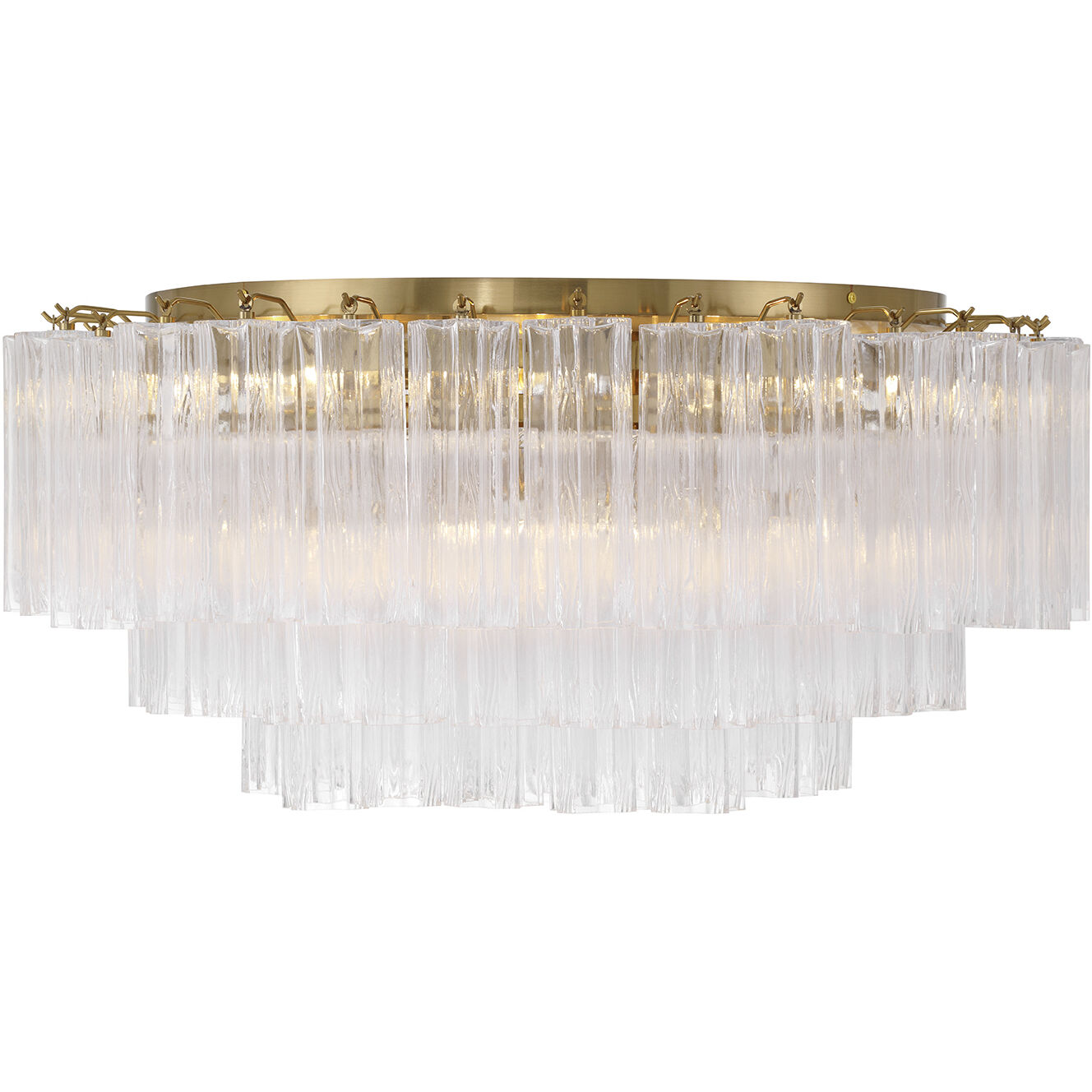 Addis 16 Light 32 inch Aged Brass Flush Ceiling Light in Tronchi Glass Clear