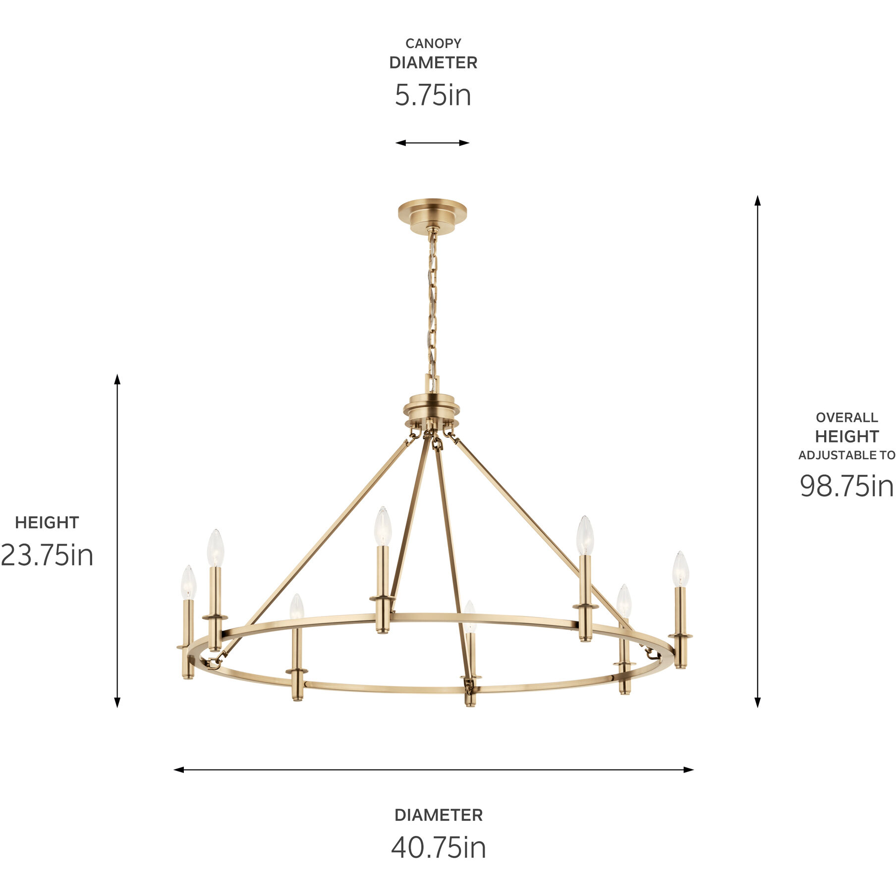 Carrick 8 Light Champagne Bronze Chandelier Ceiling Light, 1 Tier Medium