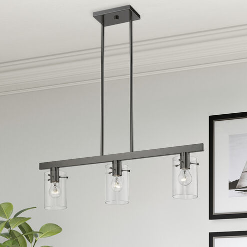 Munich 3 Light 30 inch Black Chrome Linear Chandelier Ceiling Light