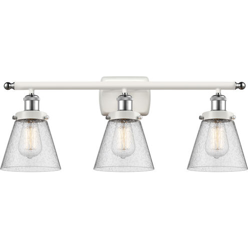 Ballston Small Cone LED 26 inch White and Polished Chrome Bath Vanity Light Wall Light in Seedy Glass