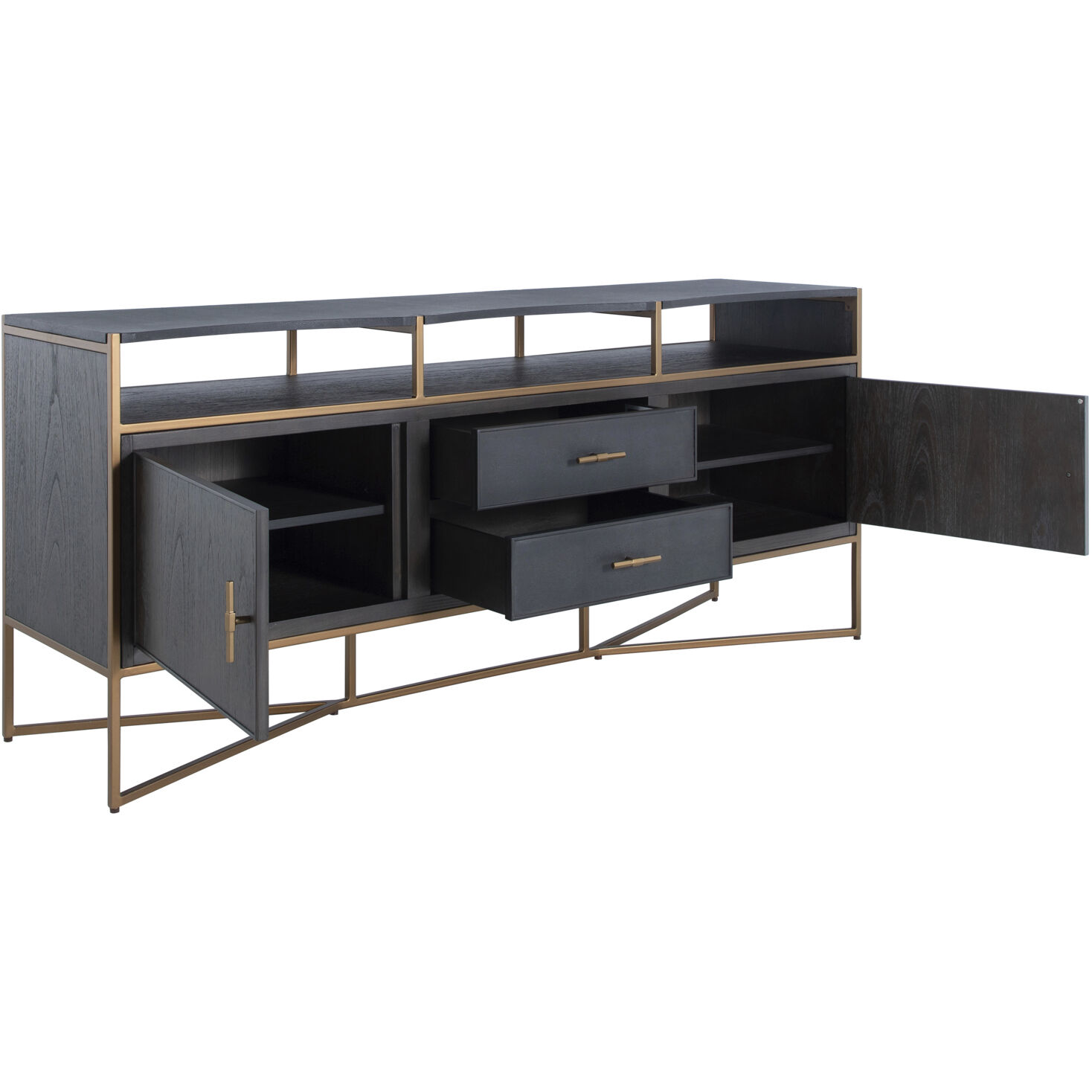 Jameson Natural Black / Black Faux Shagreen / Stained Gold Cabinet