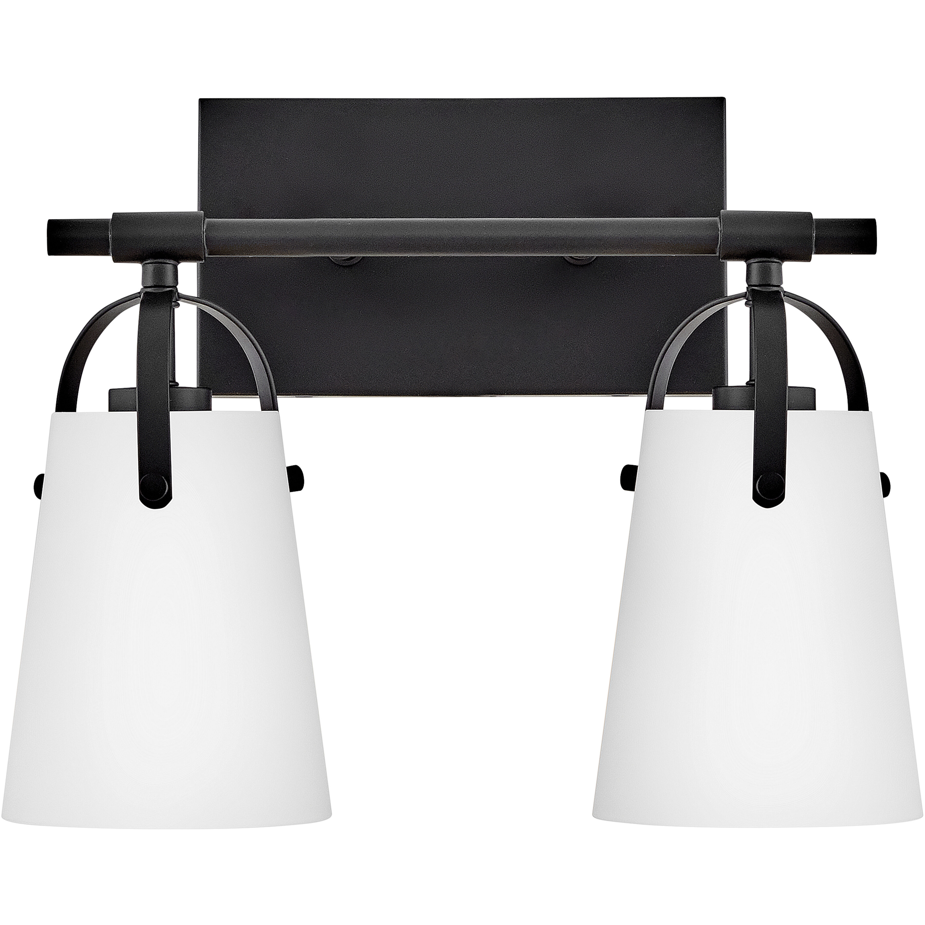 Foster 2 Light 13.75 inch Black Bath Light Wall Light in Etched Opal