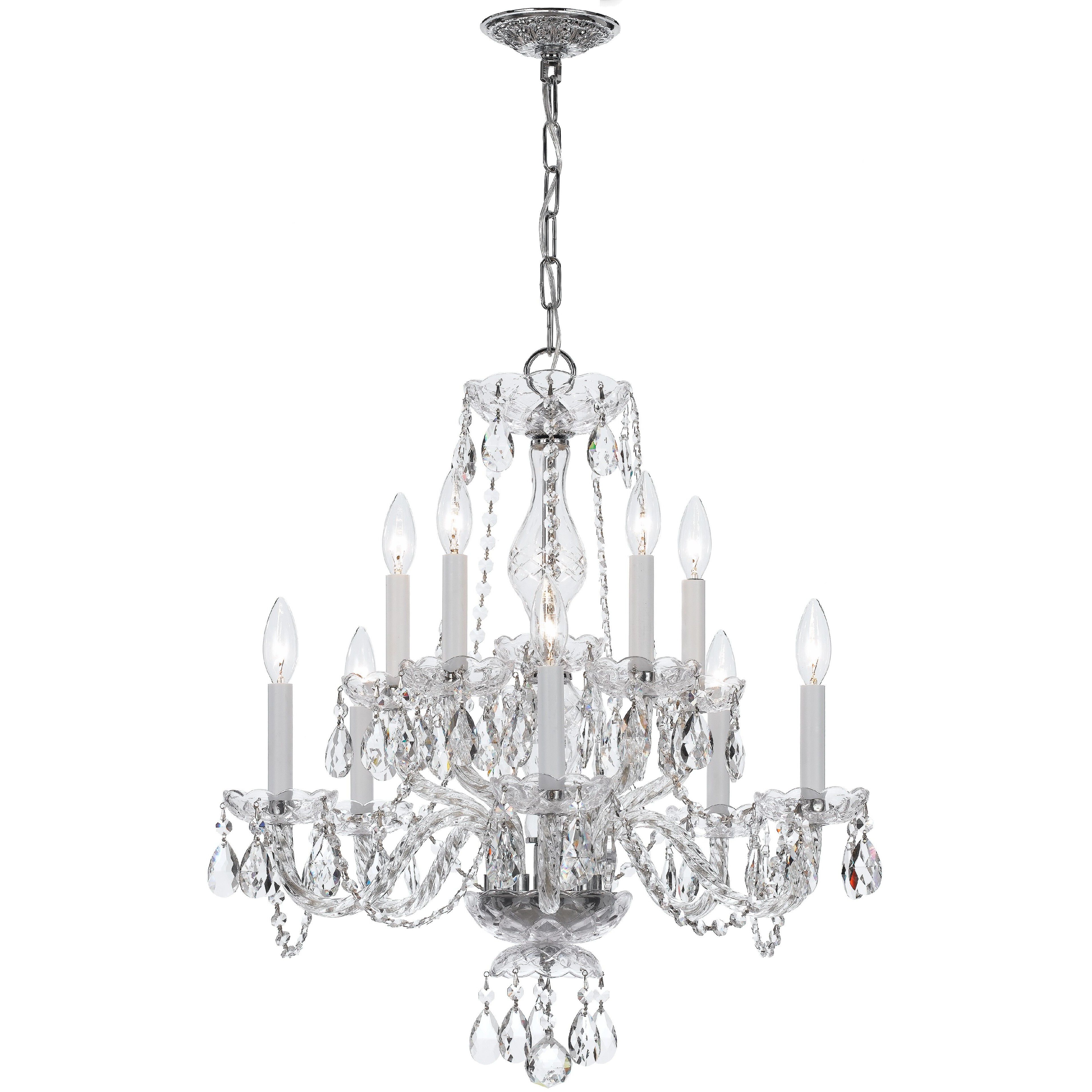 Traditional Crystal 10 Light 23 inch Polished Chrome Chandelier Ceiling Light in Clear Spectra