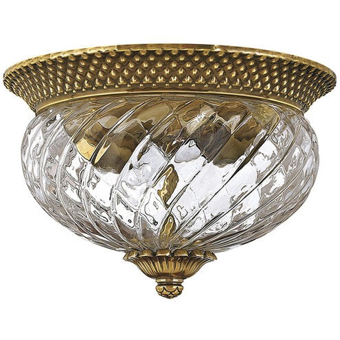Plantation 2 Light 12 inch Burnished Brass Indoor Bath Flush Mount Ceiling Light