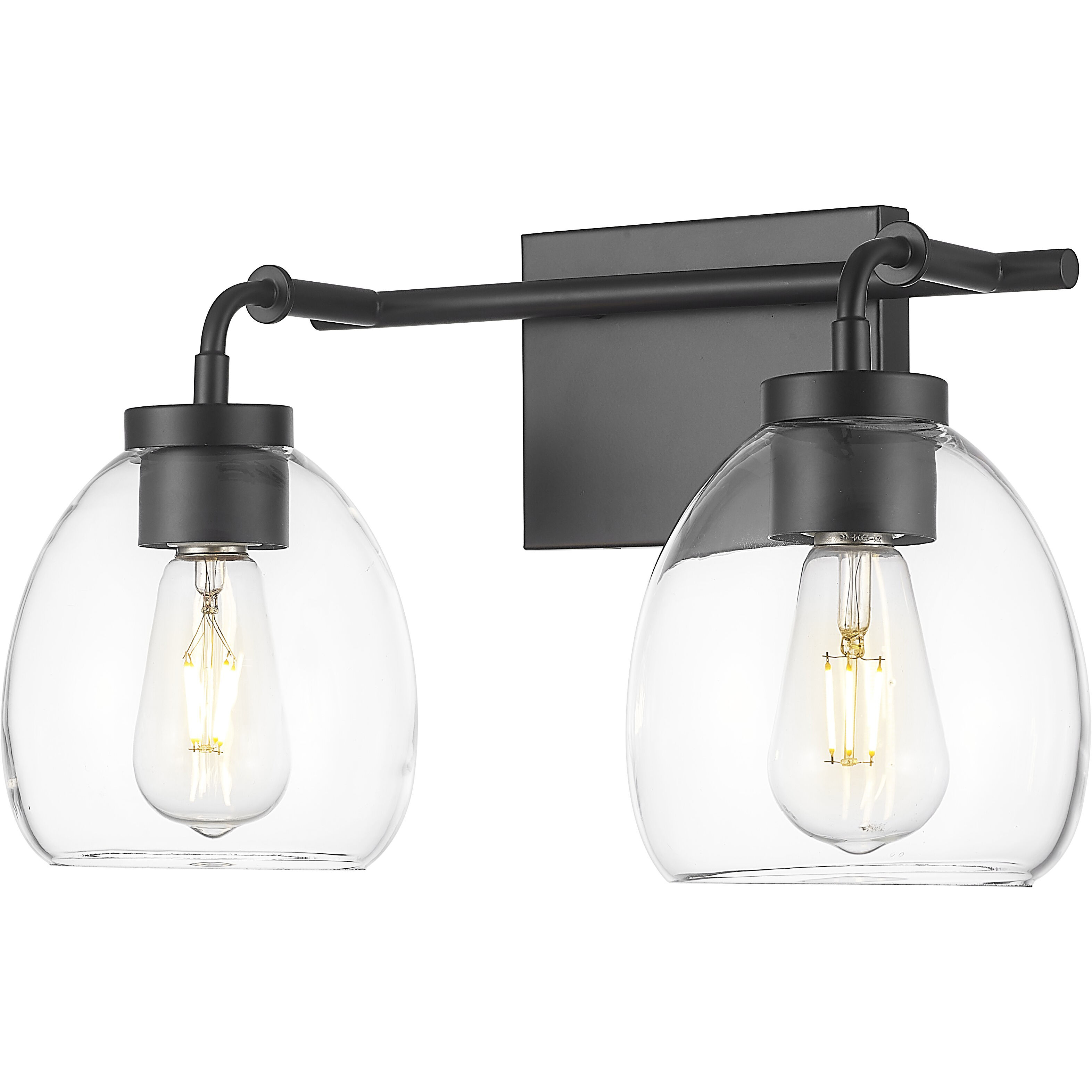 Dawes 2 Light 16 inch Matte Black Vanity Wall Light