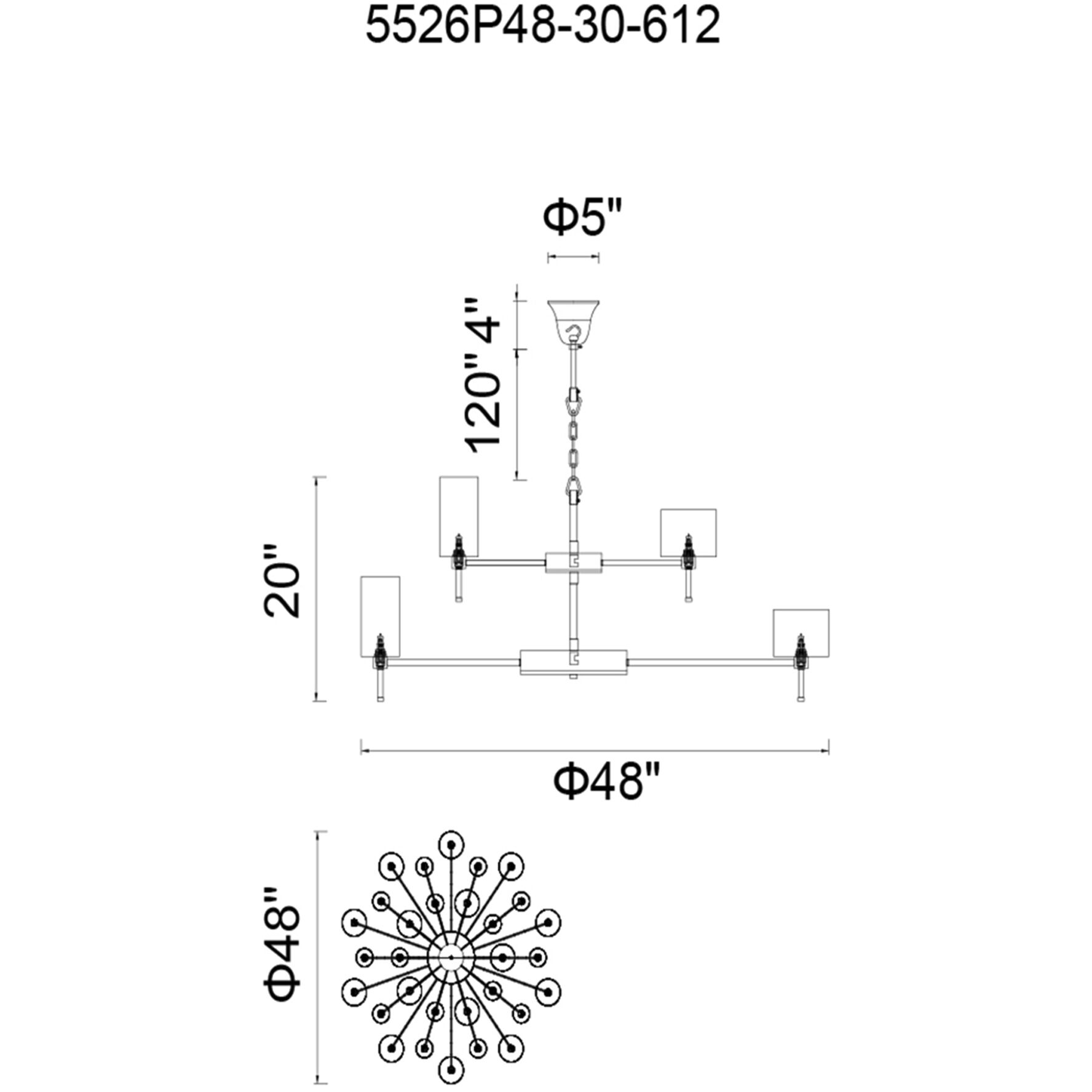 Montoya 30 Light 48 inch Pearl Black Up Chandelier Ceiling Light