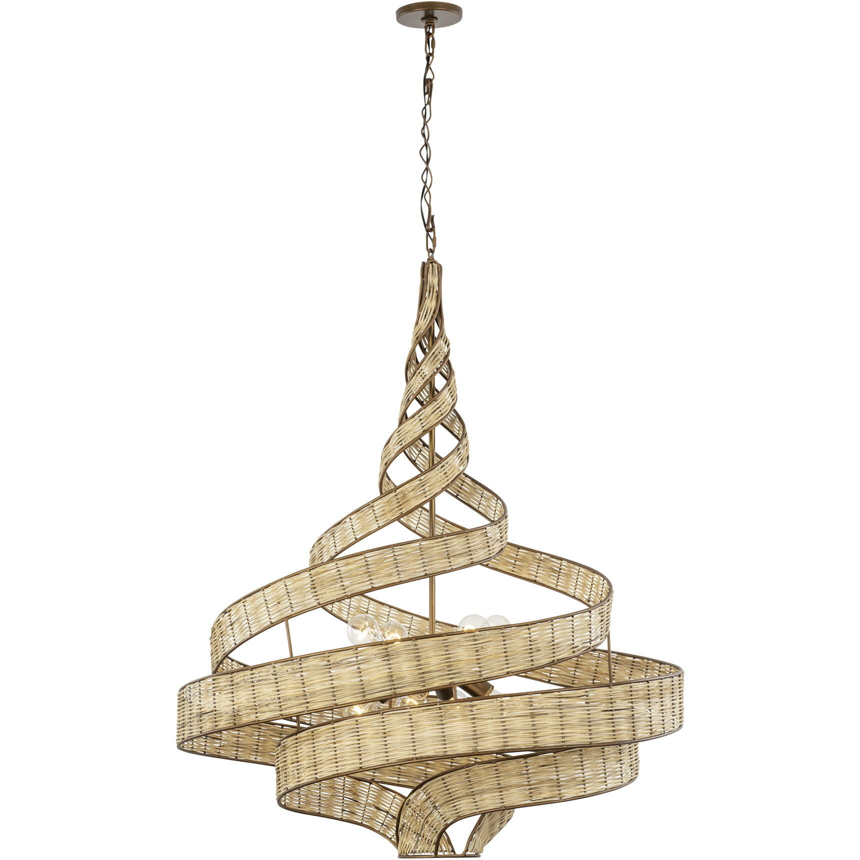 Flow 8 Light 36 inch Baguette and Natural Rattan Pendant Ceiling Light in Baguette/Natural Rattan, Smithsonian Collaboration