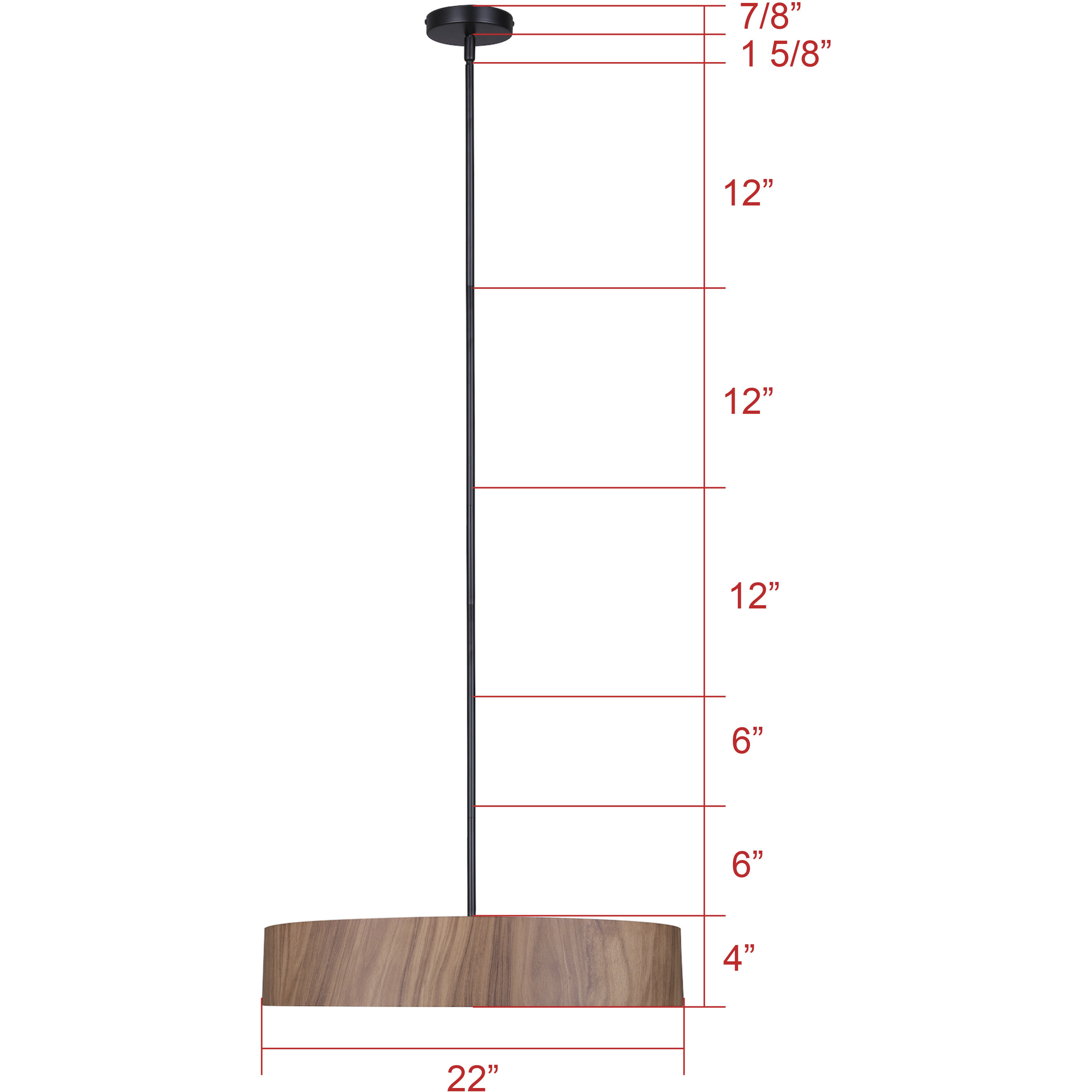 Dexter 4 Light 22 inch Black and Wood Pendant Ceiling Light in Faux Wood