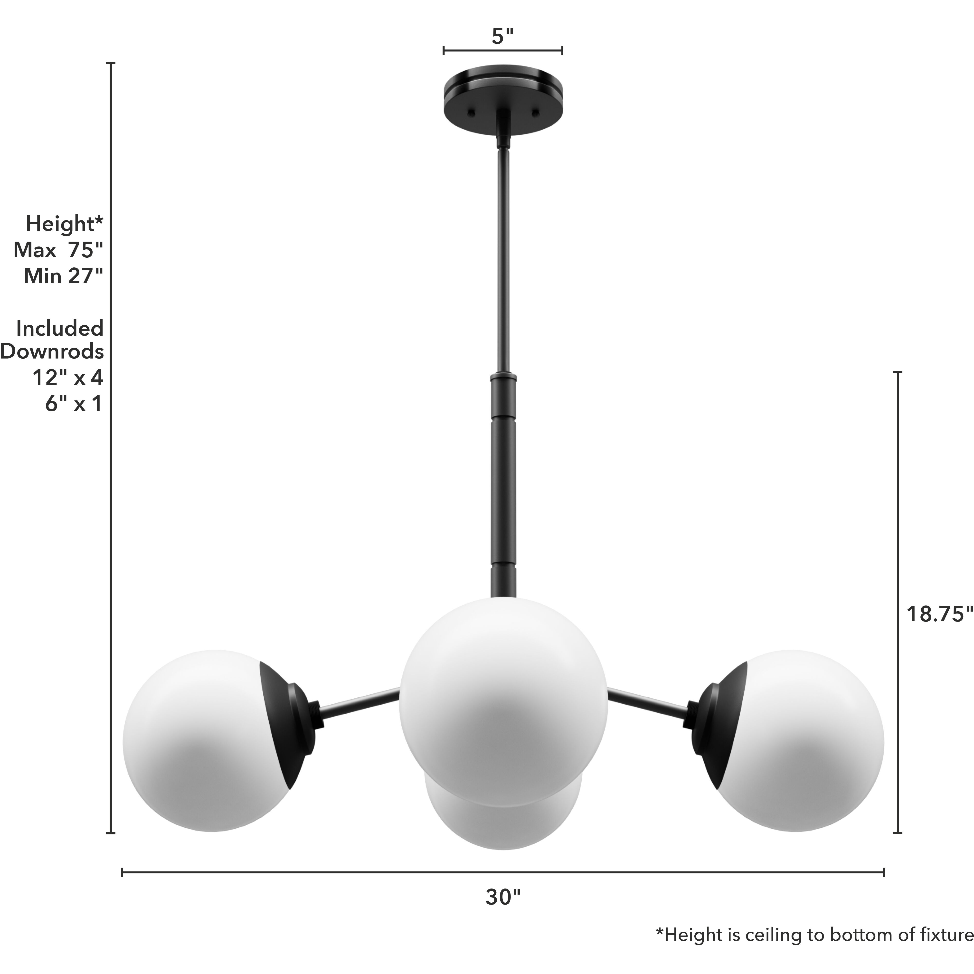 Hepburn 4 Light 30 inch Matte Black Chandelier Ceiling Light, Large