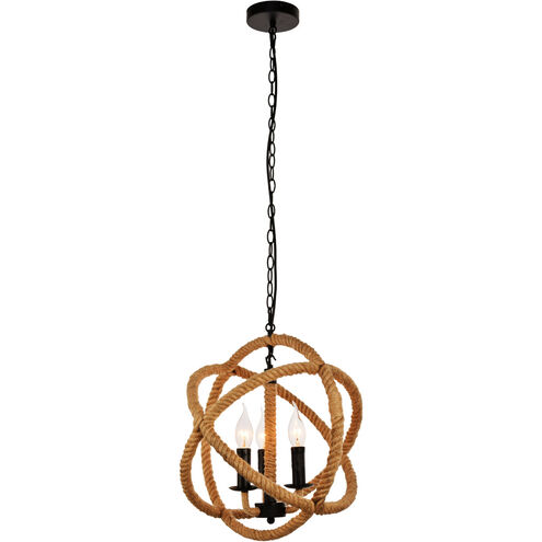 Gerrit 3 Light 15.7 inch Black and Brown Pendant Ceiling Light