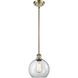 Ballston Athens LED 8 inch Antique Brass Pendant Ceiling Light in Clear Glass, Ballston