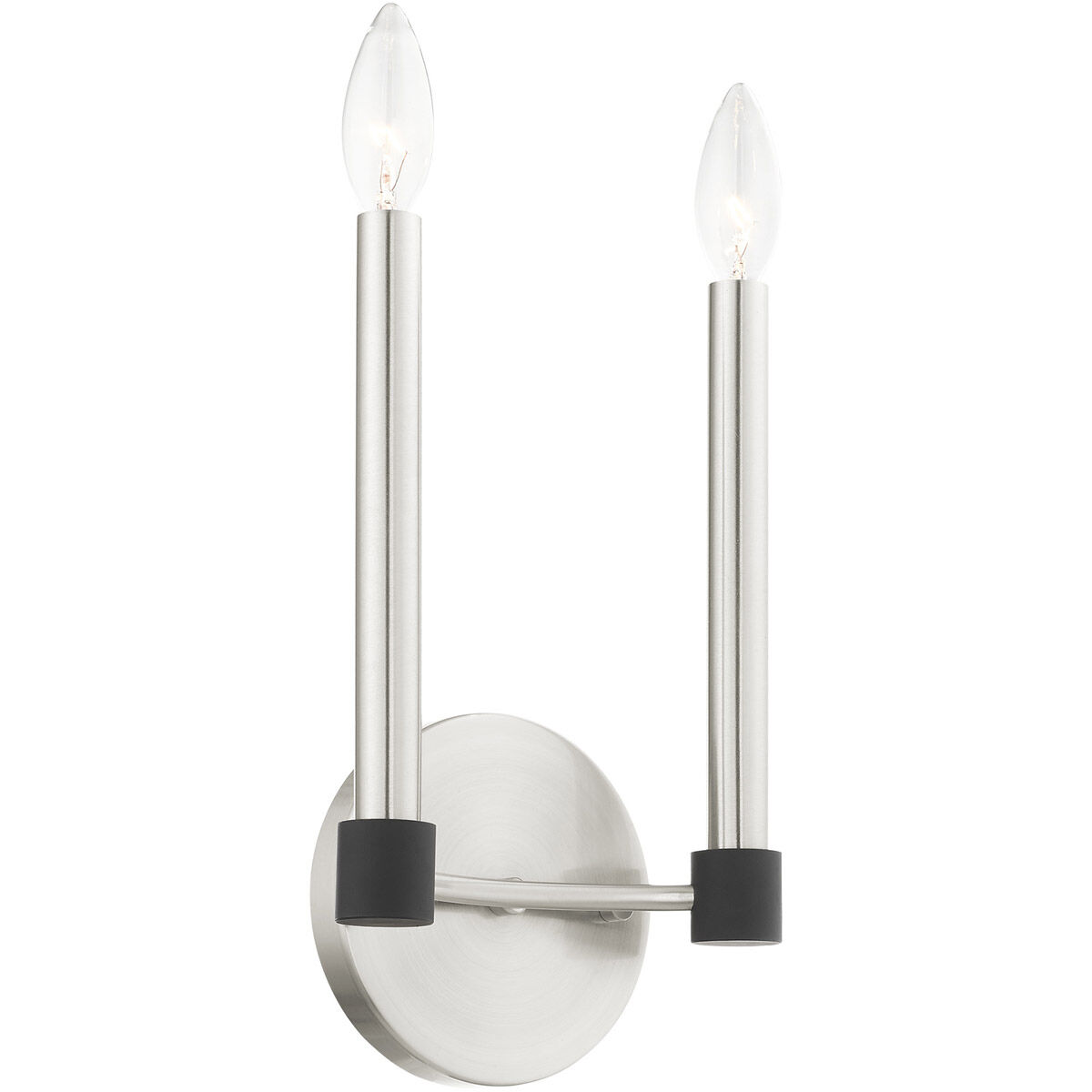 Karlstad 2 Light 7 inch Brushed Nickel with Satin Brass Accents ADA Sconce Wall Light
