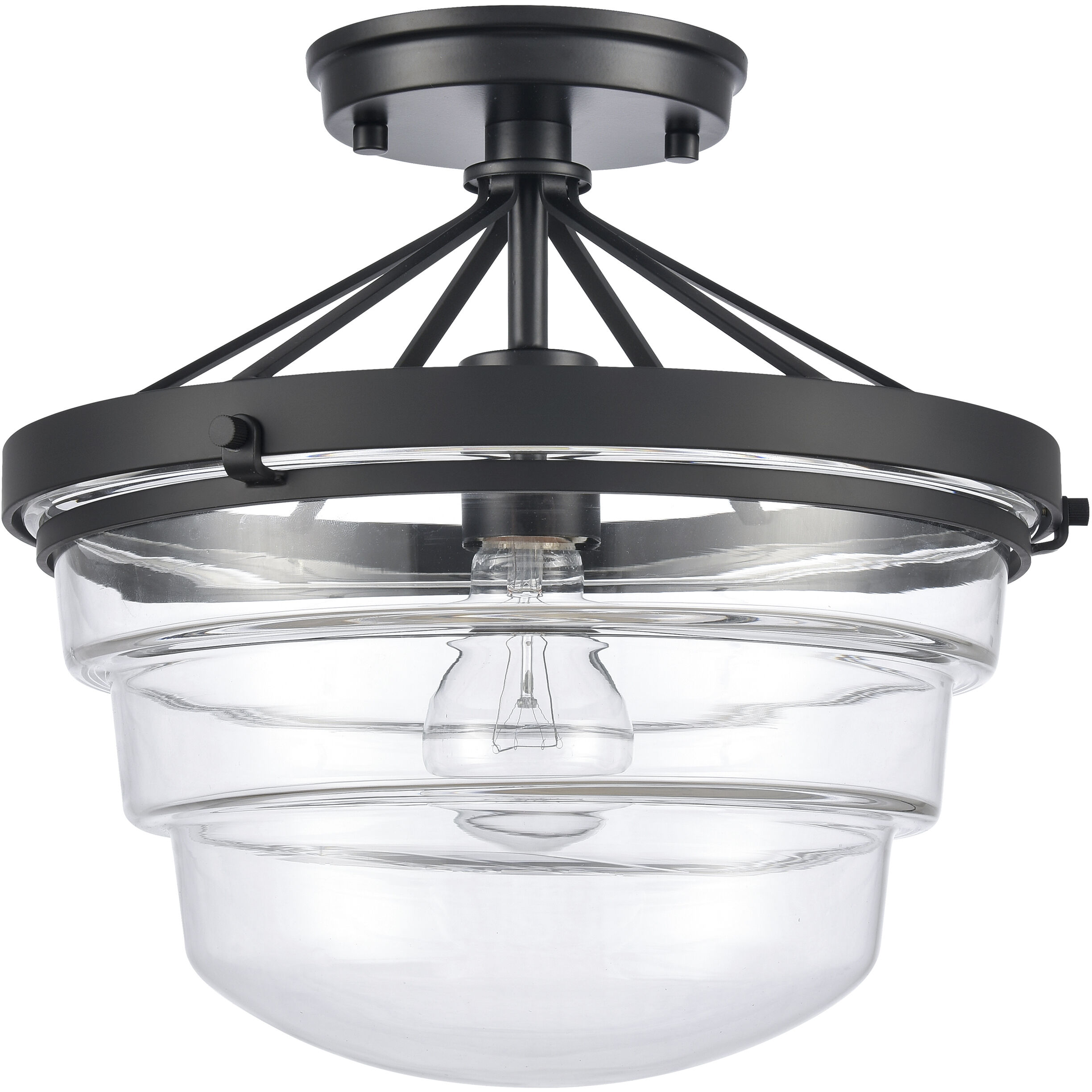 Boyer 1 Light 12 inch Matte Black Semi Flush Mount Ceiling Light
