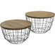 Woven Frame Natural Brown and Black Nesting Coffee Table