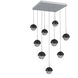 Cabochon LED Classic Silver with Black Marble Pendant Chandelier Ceiling Light in 3000K LED, Smoke