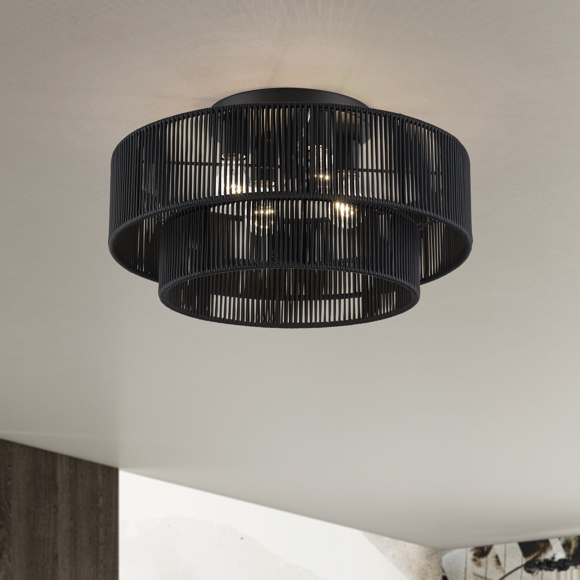 Acordia 4 Light 21 inch Black Semi Flush Mount Ceiling Light, Extra Large