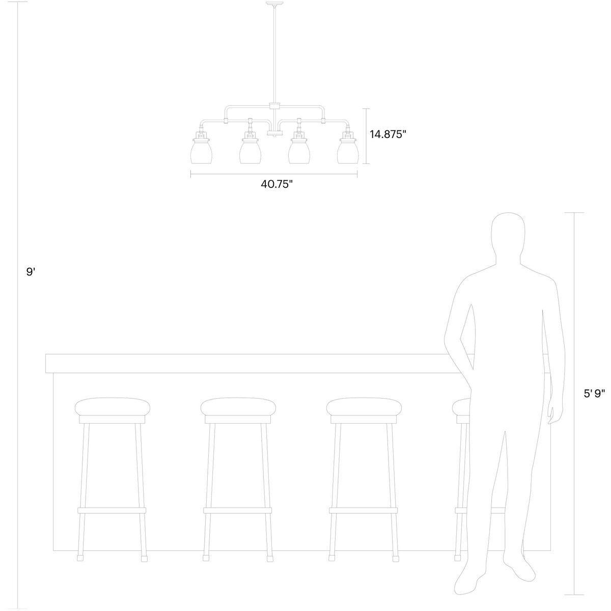 Belton 4 Light 5.38 inch Midnight Black Pendant Ceiling Light