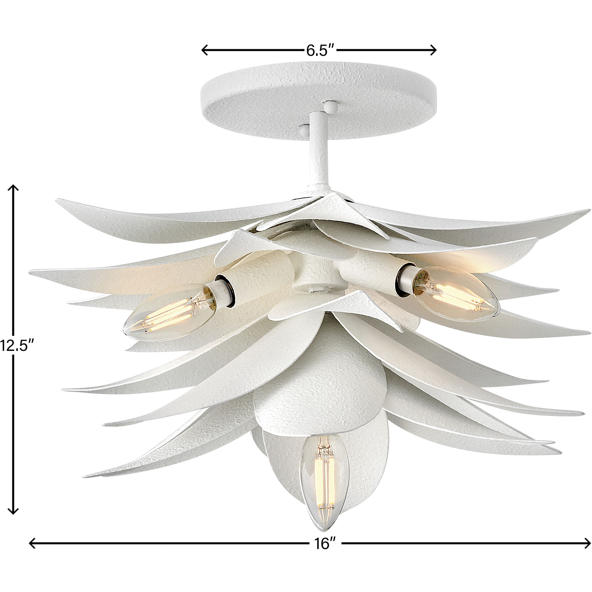 Agave LED 16 inch Textured Plaster Pendant Ceiling Light, Semi-Flush Mount