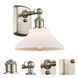 Ballston Orwell LED 8 inch Brushed Satin Nickel Sconce Wall Light in Matte White Glass, Ballston