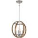 Country Estates 4 Light 16.75 inch Sun Faded Wood/Brushed Nickel Pendant Ceiling Light