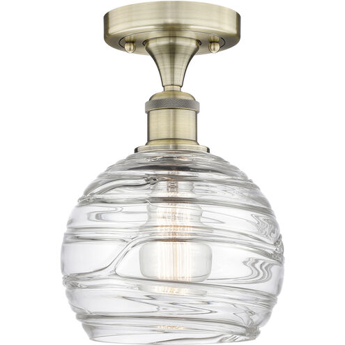 Athens Deco Swirl 1 Light 8 inch Antique Brass Semi-Flush Mount Ceiling Light