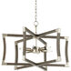 Bastian 6 Light 27 inch Chateau Gray and Contemporary Silver Leaf Lantern Chandelier Ceiling Light, Small