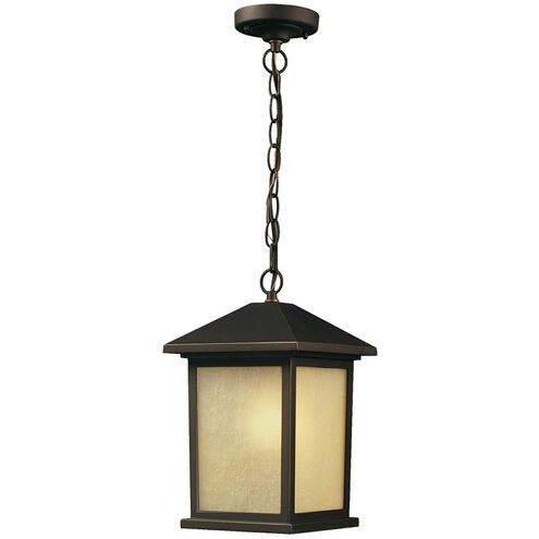Holbrook 1 Light 10 inch Oil Rubbed Bronze Outdoor Chain Mount Ceiling Fixture in Tinted Seedy Glass