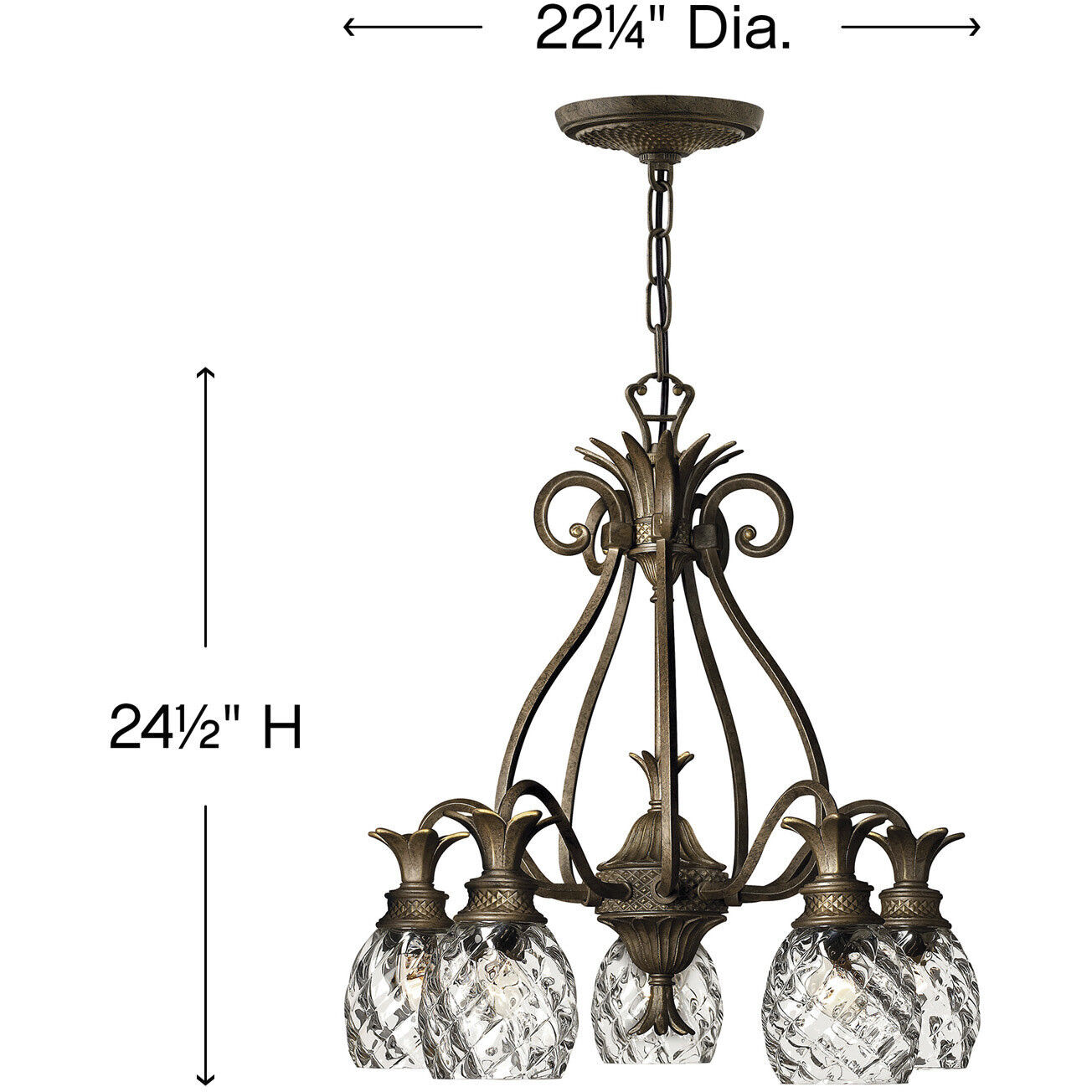 Plantation 5 Light 22.25 inch Pearl Bronze Indoor Chandelier Ceiling Light