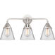 Nouveau 2 Small Cone LED 24 inch Polished Chrome Bath Vanity Light Wall Light in Clear Glass