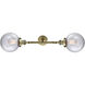 Franklin Restoration Large Beacon 2 Light 19 inch Antique Brass Bath Vanity Light Wall Light in Clear Glass, Franklin Restoration