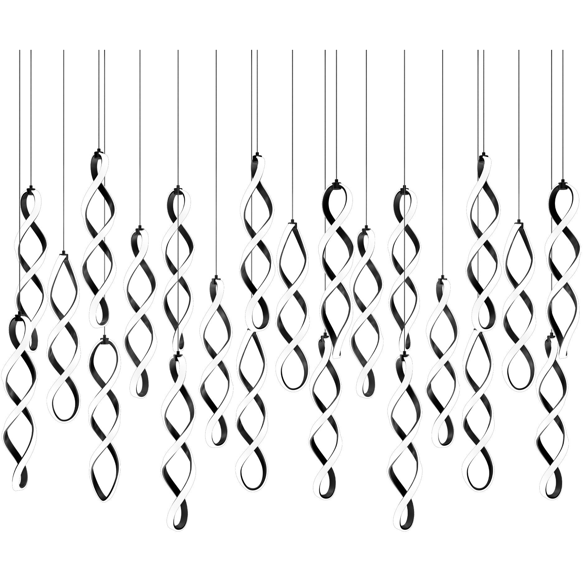 Interlace LED 13.63 inch Black Multi-Light Pendant Ceiling Light, dweLED