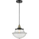 Oxford 1 Light 11.75 inch Black Antique Brass Mini Pendant Ceiling Light in Clear Glass
