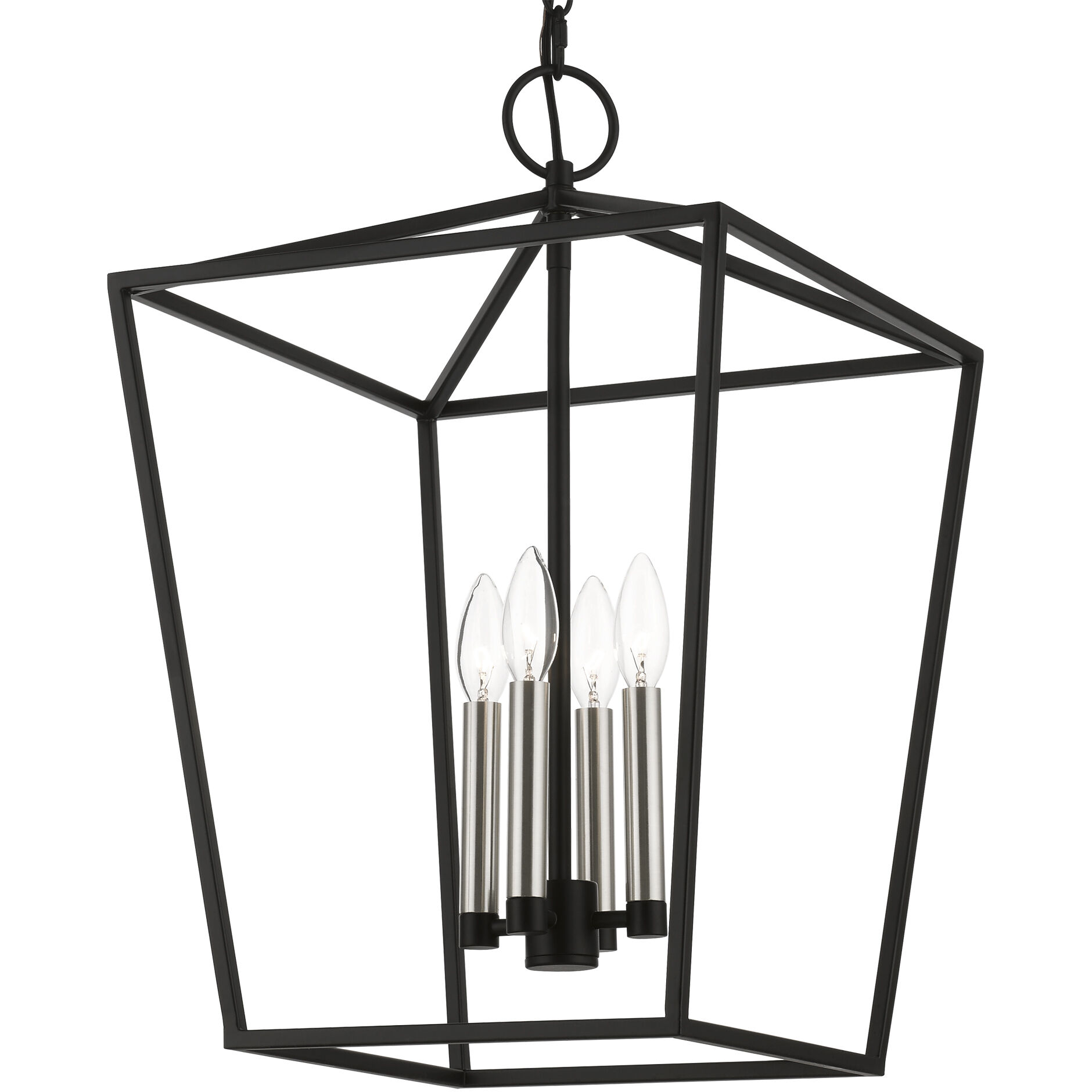 Devone 4 Light 15 inch Black with Brushed Nickel Accents Chandelier Ceiling Light