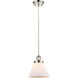 Ballston Large Cone 1 Light 8 inch Polished Nickel Mini Pendant Ceiling Light in Matte White Glass