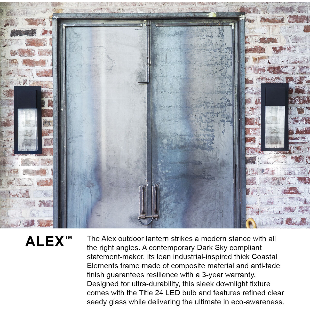 Alex LED 15.75 inch Black Outdoor Wall Mount, Coastal Elements