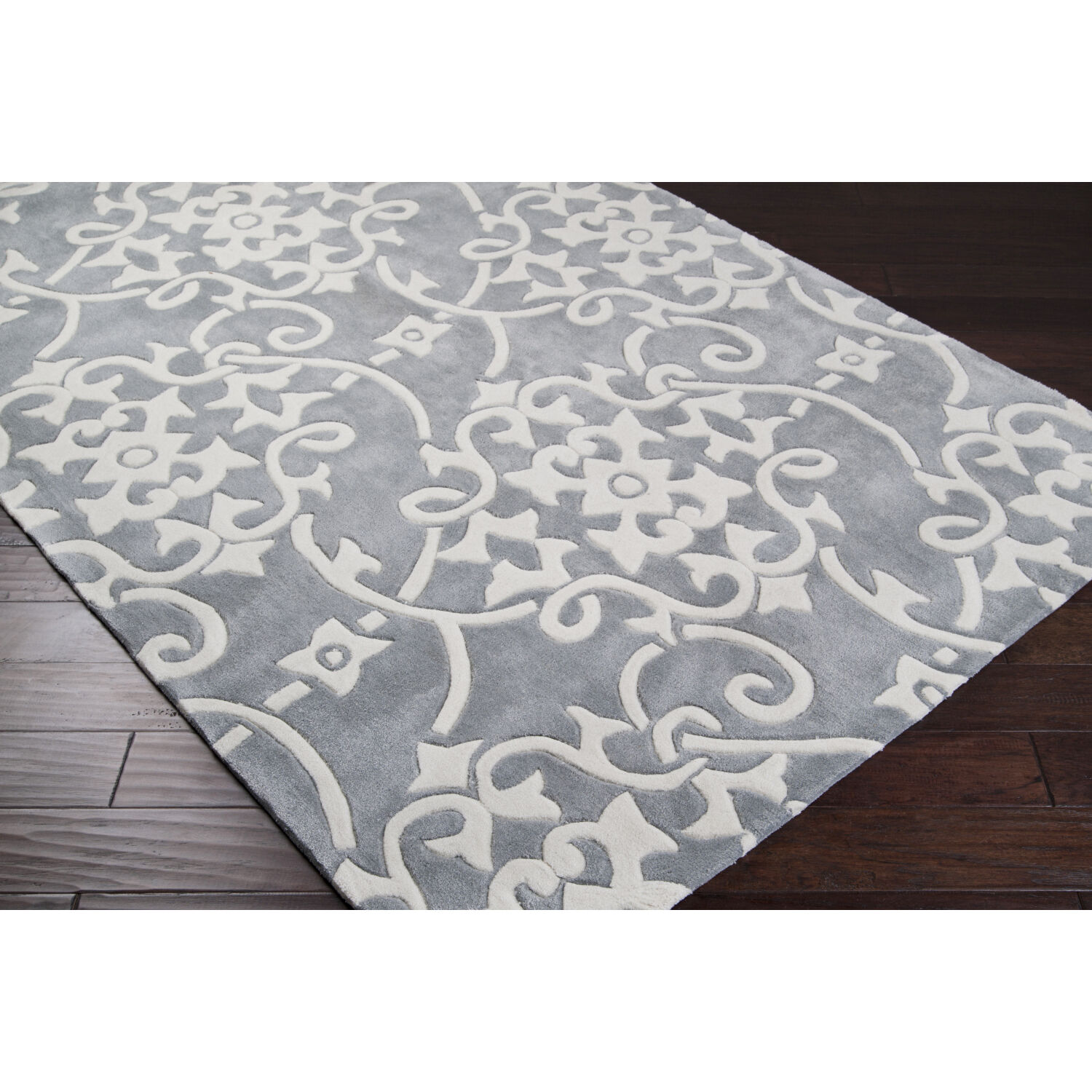 Cosmopolitan 108 X 72 inch Slate/Cream Handmade Rug, Rectangle
