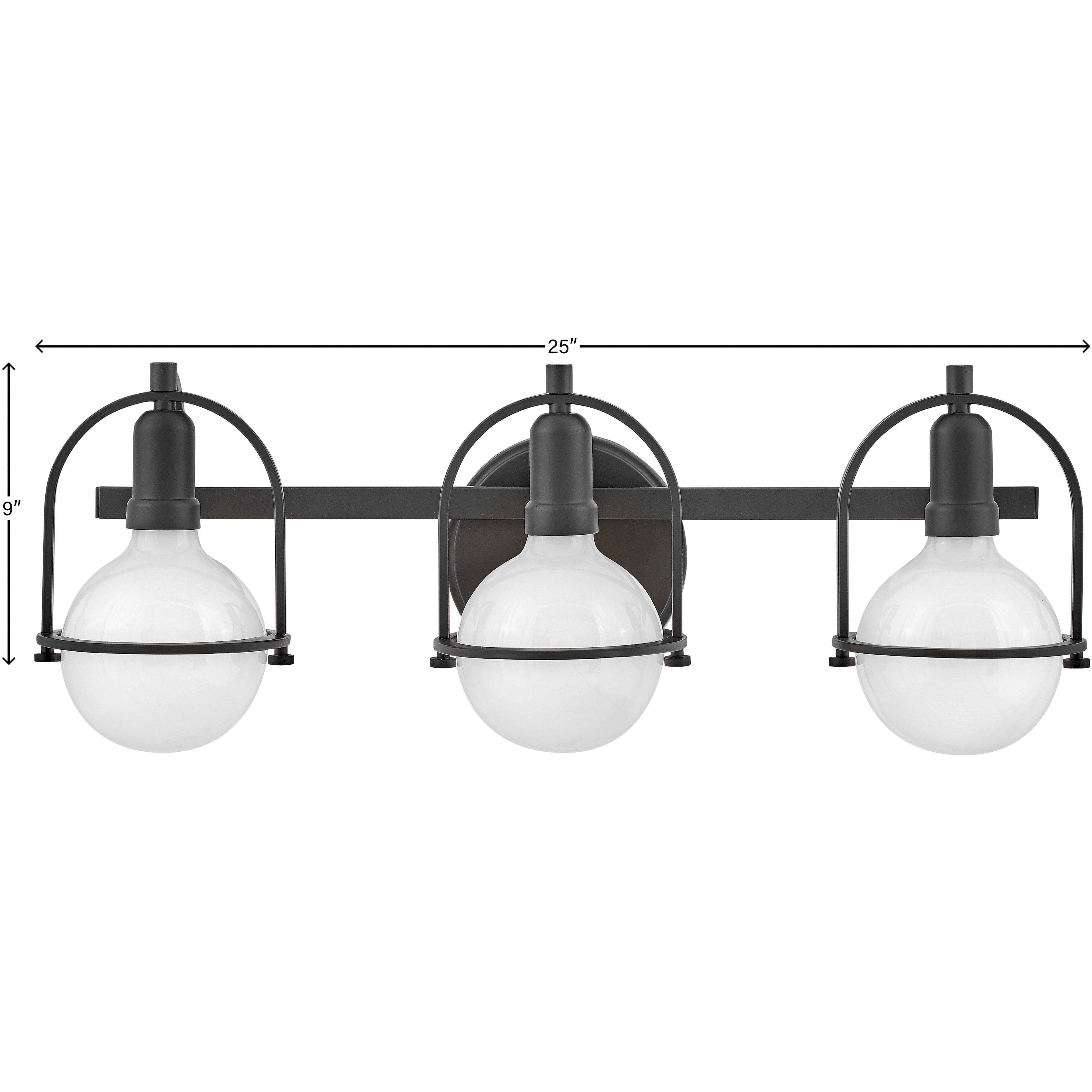 Somerset 3 Light 25 inch Black Vanity Light Wall Light