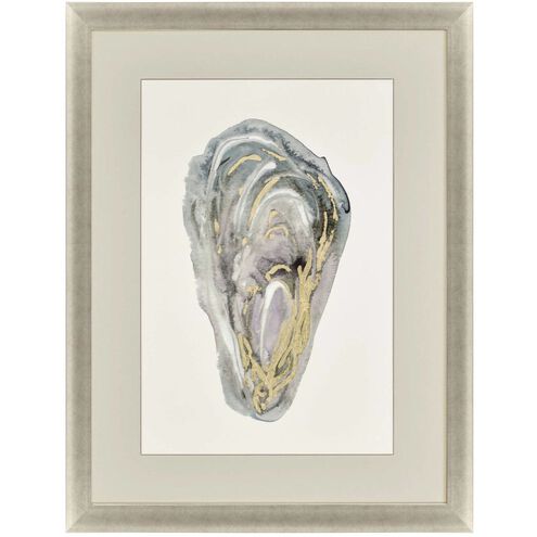 Crassostrea Virginica Blue and Metallic and Beige and Gray Framed Art