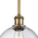 Ballston Athens 1 Light 8 inch Brushed Brass Pendant Ceiling Light in Clear Glass, Ballston