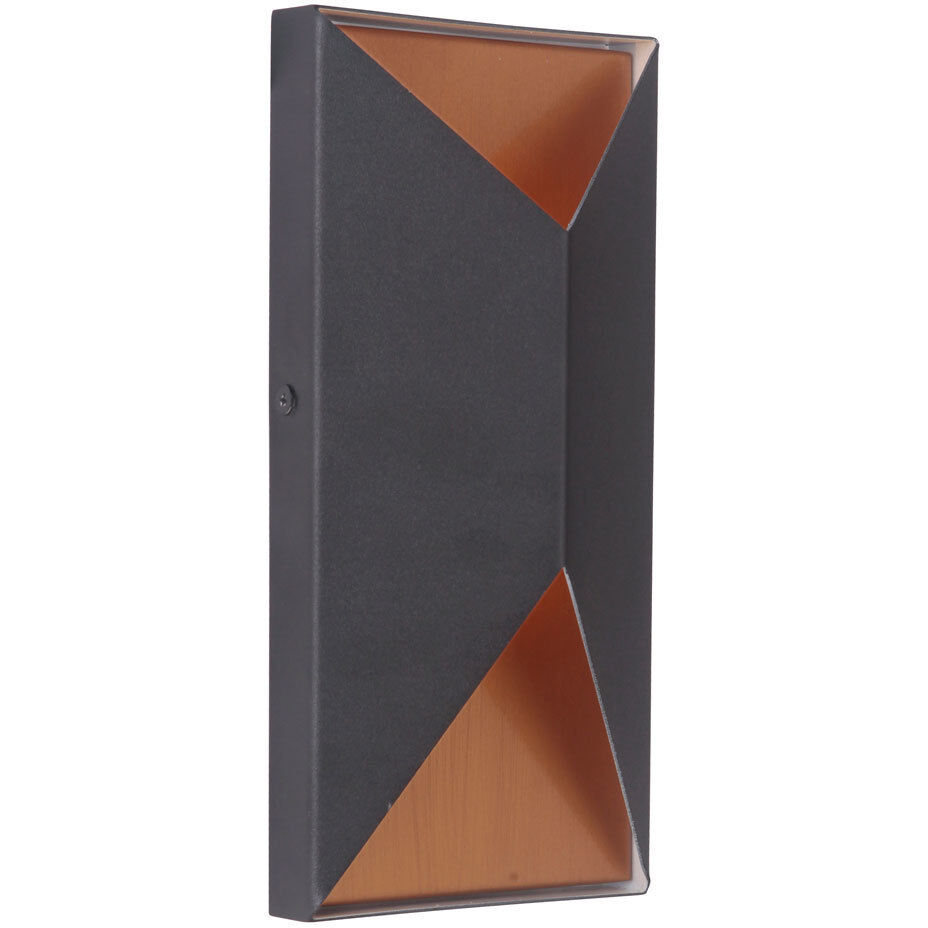 Peak LED 10 inch Textured Black/Satin Brass Outdoor Wall Mount in Textured Black and Satin Brass, Small