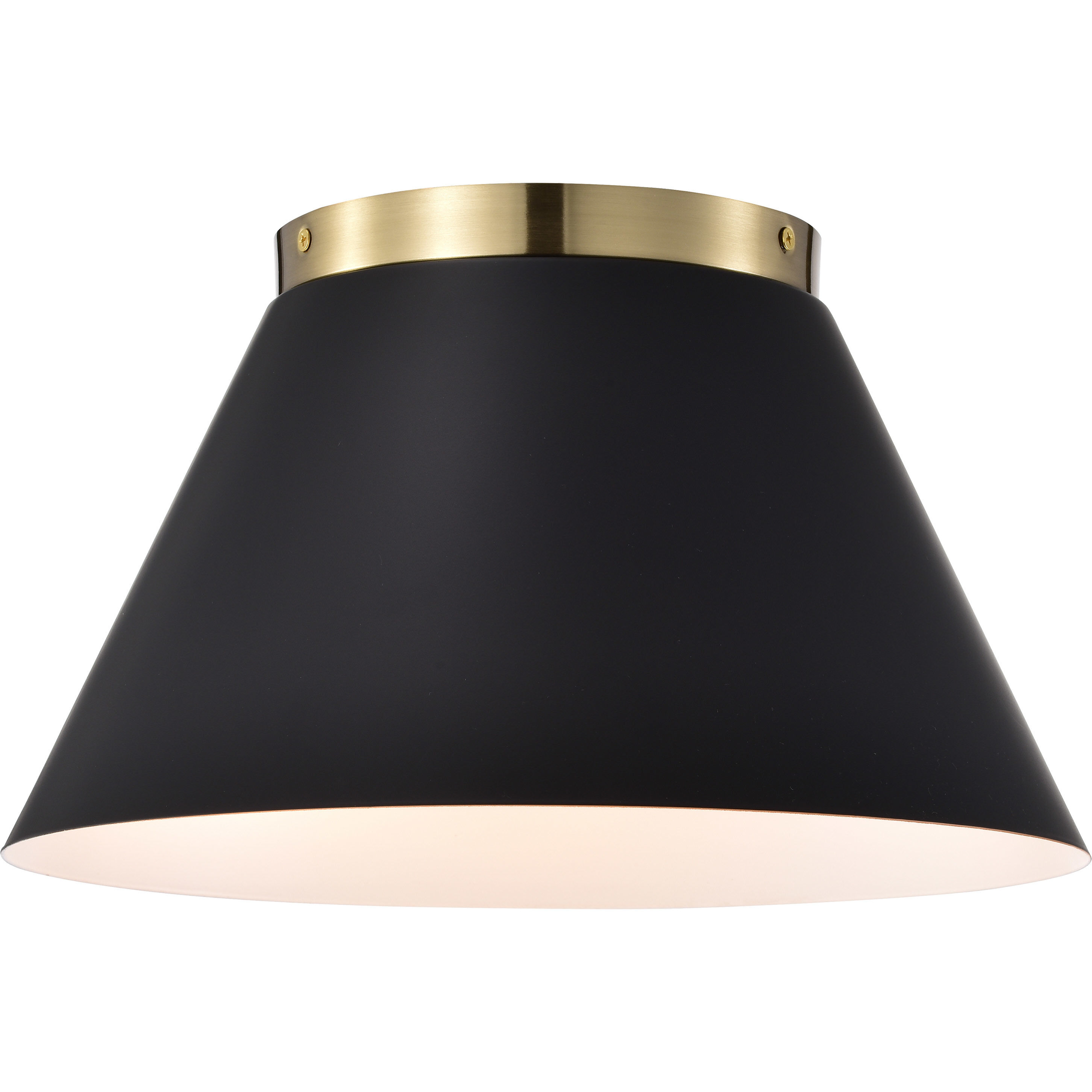 Dover 2 Light 14 inch Black/Vintage Brass Flush Ceiling Light
