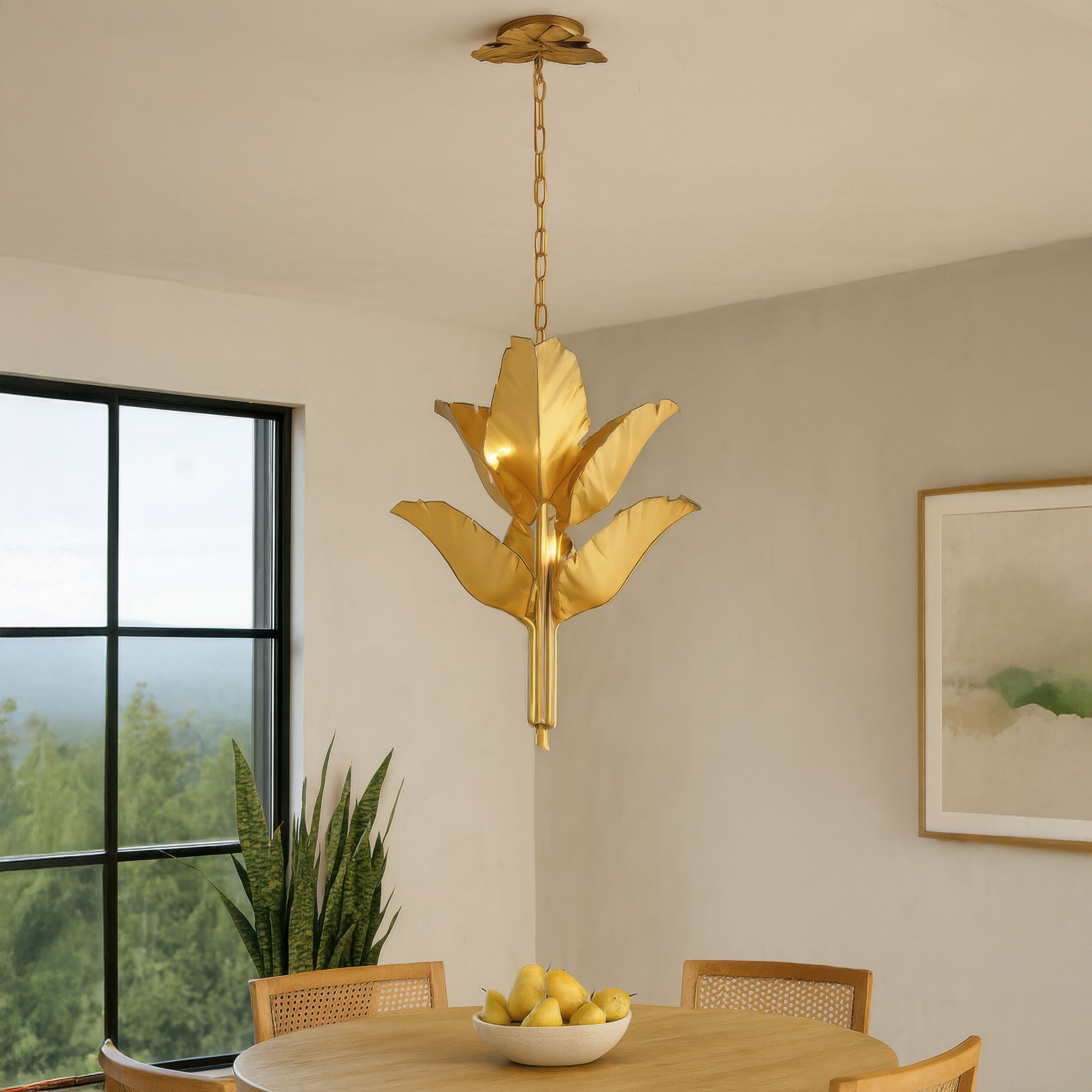 Banana Leaf 6 Light 25 inch Natural Green Chandelier Ceiling Light