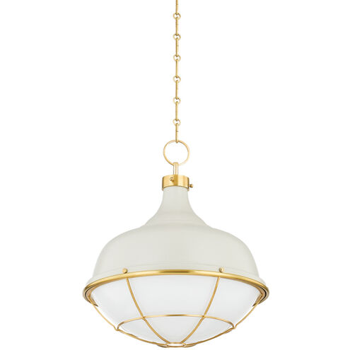 Holkham 1 Light 18 inch Aged Brass/Off White Pendant Ceiling Light
