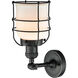Franklin Restoration Small Bell Cage LED 6 inch Matte Black Sconce Wall Light in Matte White Glass, Franklin Restoration