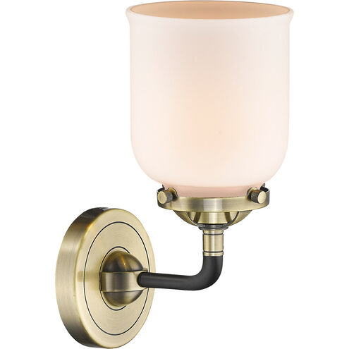 Nouveau Small Bell LED 5 inch Black Antique Brass Sconce Wall Light in Matte White Glass, Nouveau