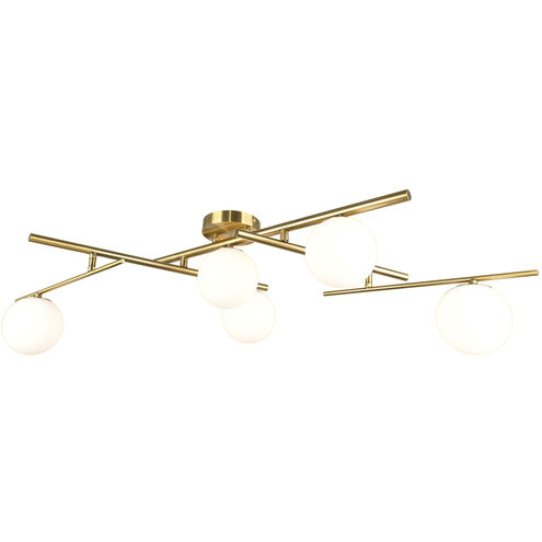 Modena LED 34.5 inch Plated Brushed Brass Semi-Flush Mount Ceiling Light