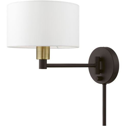 Allison 15 inch 60.00 watt Bronze with Antique Brass Accent Swing Arm Wall Lamp Wall Light