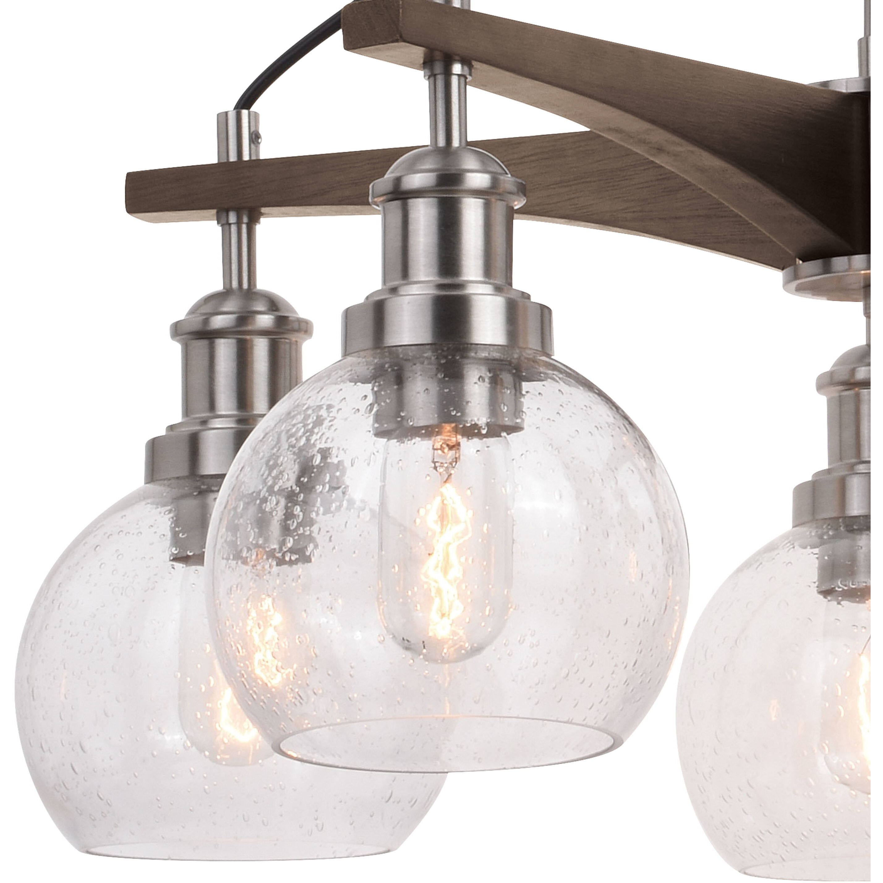 Avondale LED 25.25 inch Satin Nickel and Dark Sycamore Chandelier Ceiling Light