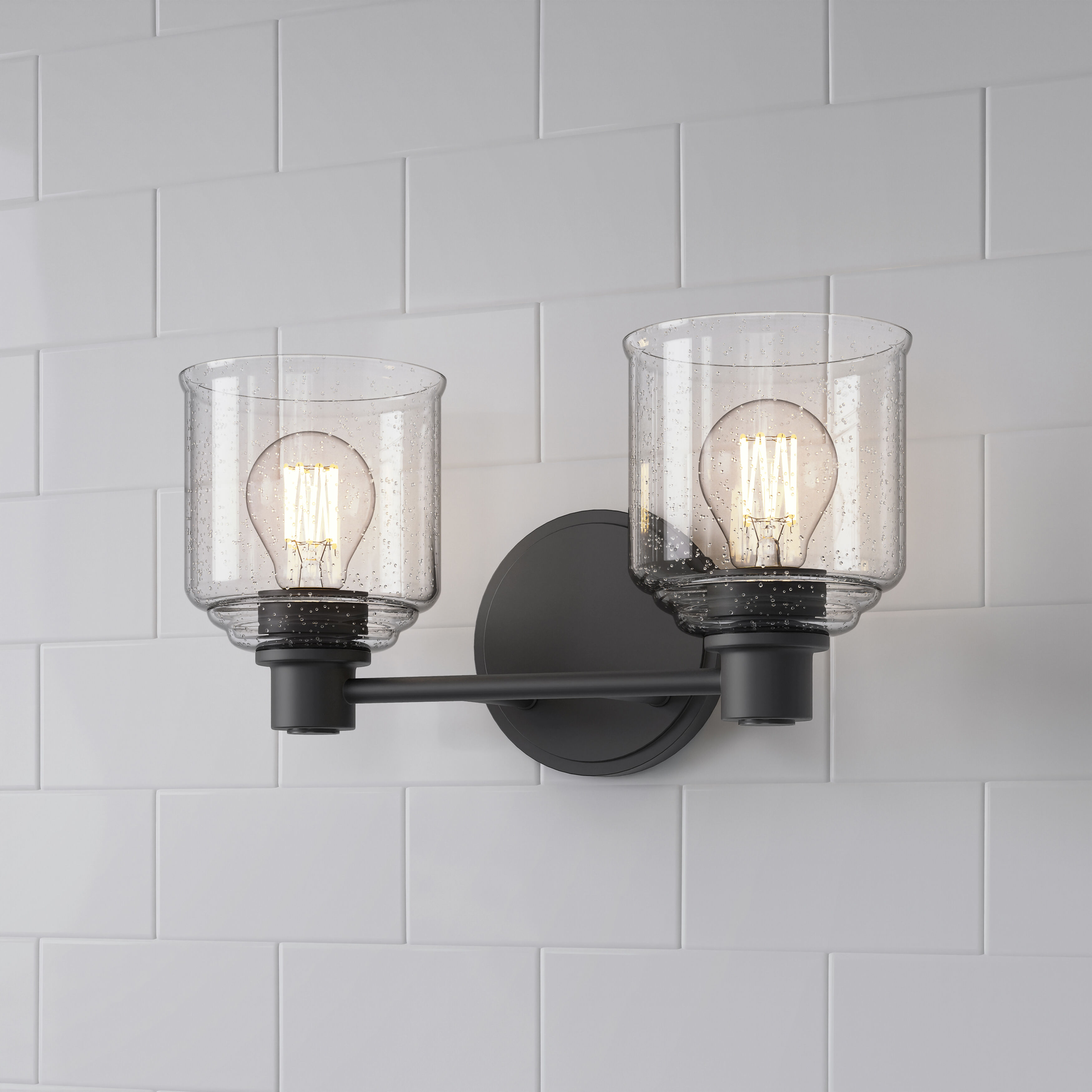 Vessair 2 Light 14 inch Matte Black Bathroom Vanity Light Wall Light