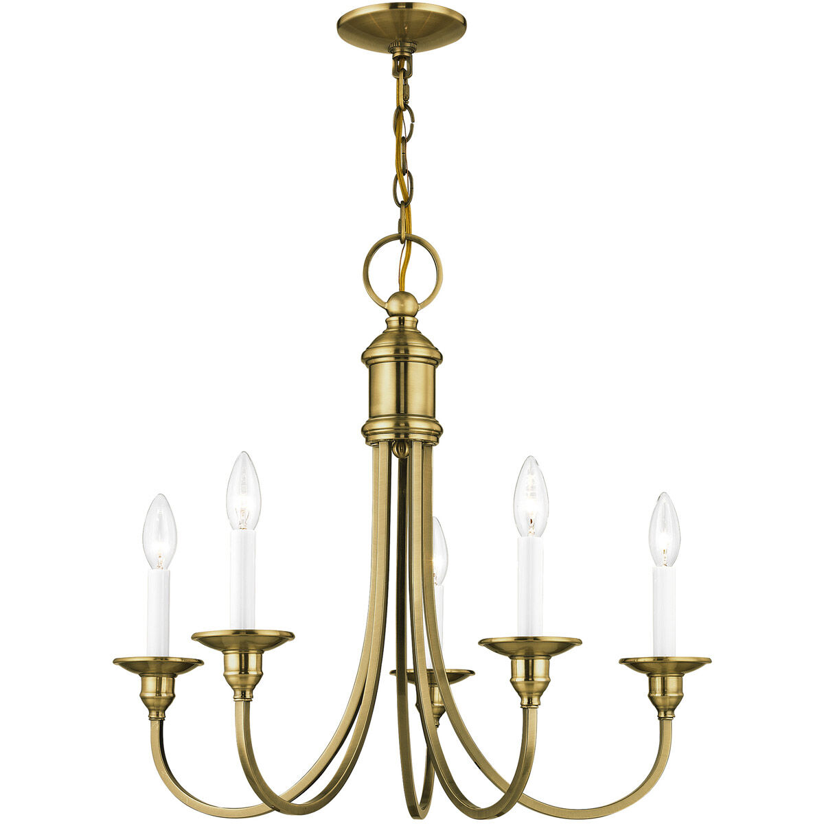 Cranford 5 Light 24 inch Antique Brass Chandelier Ceiling Light